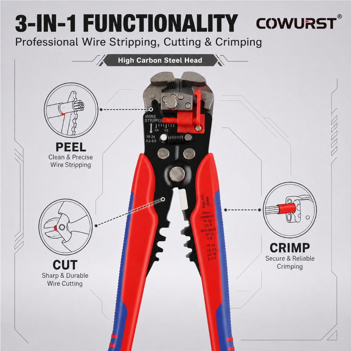 Automatic Wire Stripper Cutter - Çok Fonksiyonlu 3'ü 1 Arada Kablo