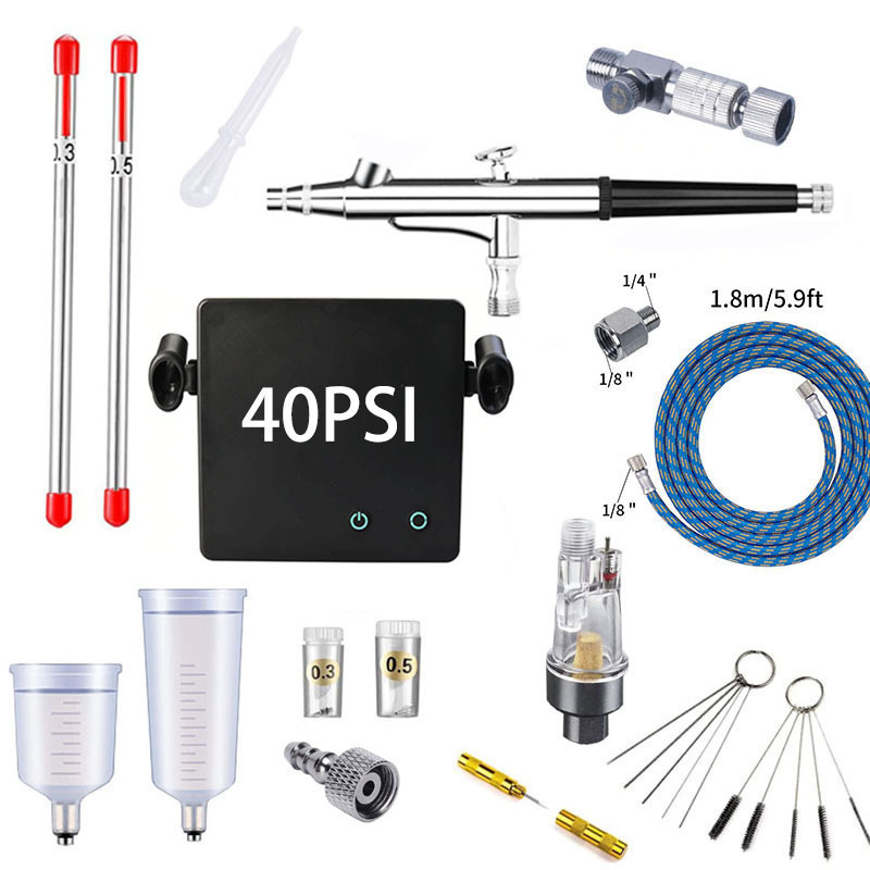 Airbrush Kit With Mini Compressor - T001A Airbrush Boya Püskürtme Tabancası Seti,