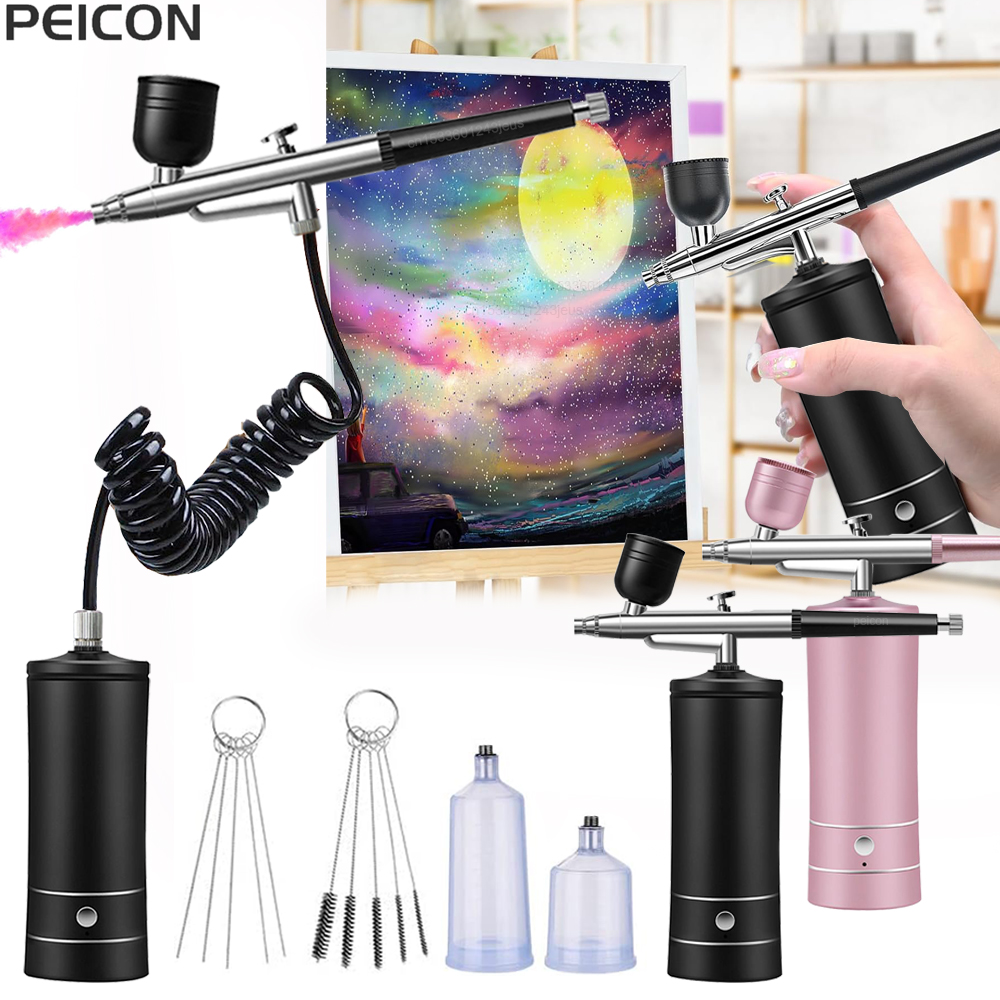 Airbrush Kit With Mini Compressor - Airbrush Boyama Airbrush Kompresör ile Mini