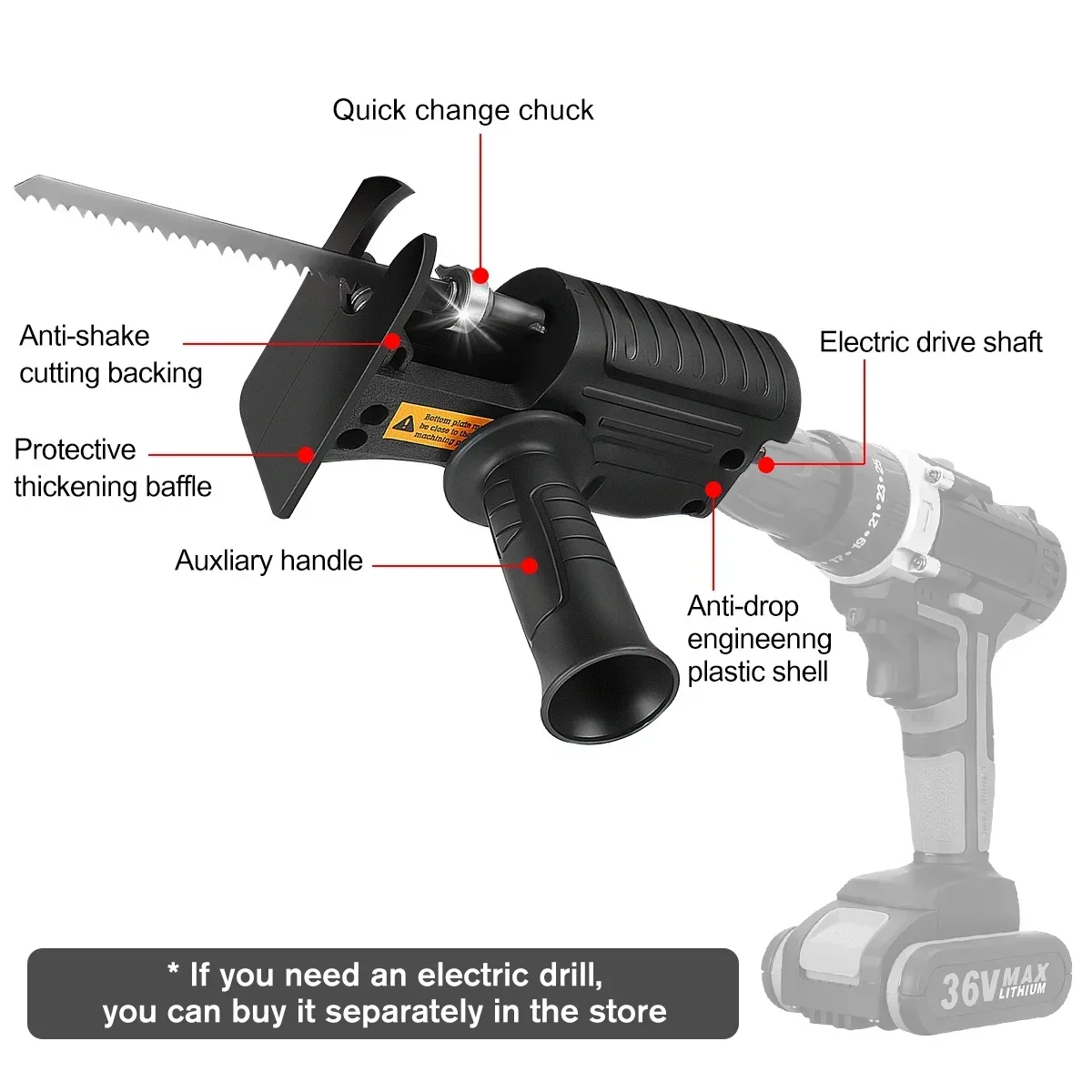 Taşınabilir Testere Adaptörü E - Reciprocating Saw Attachment Drill incelemesi ve fiyatı