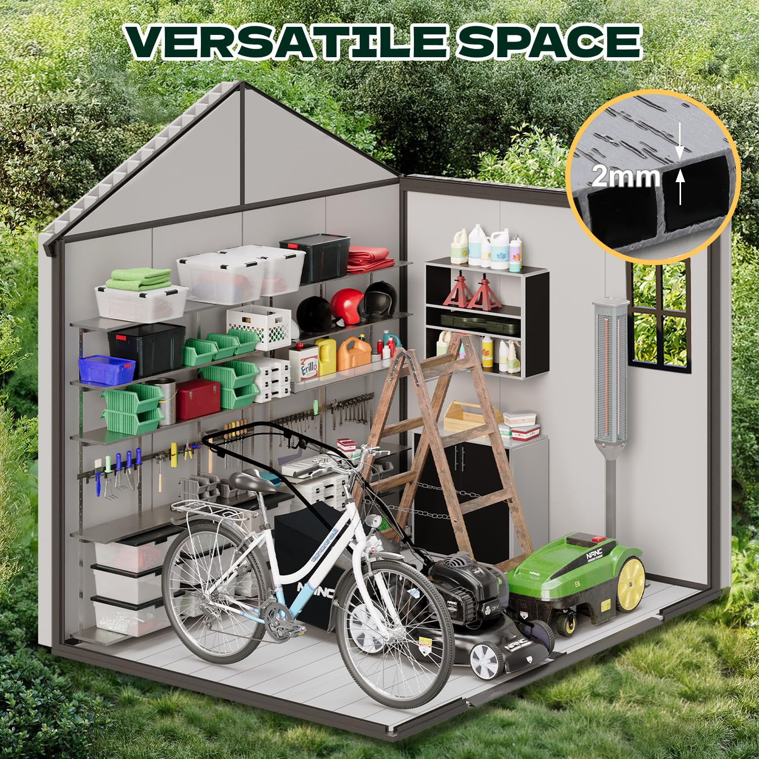 8x6 FT Reçine Dış Mekan Depola - Garden Tools incelemesi ve fiyatı