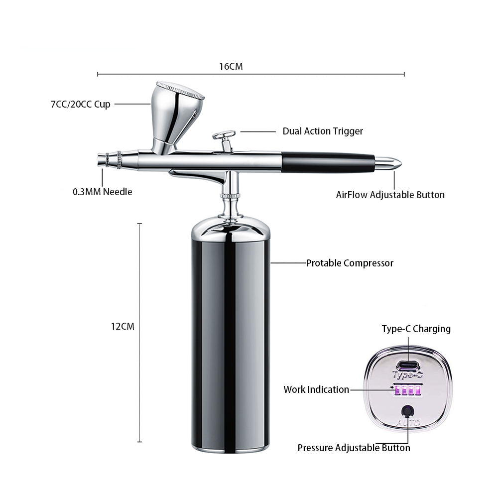 Akülü taşınabilir hava püskürt - Airbrush Kit With Mini Compressor incelemesi ve fiyatı