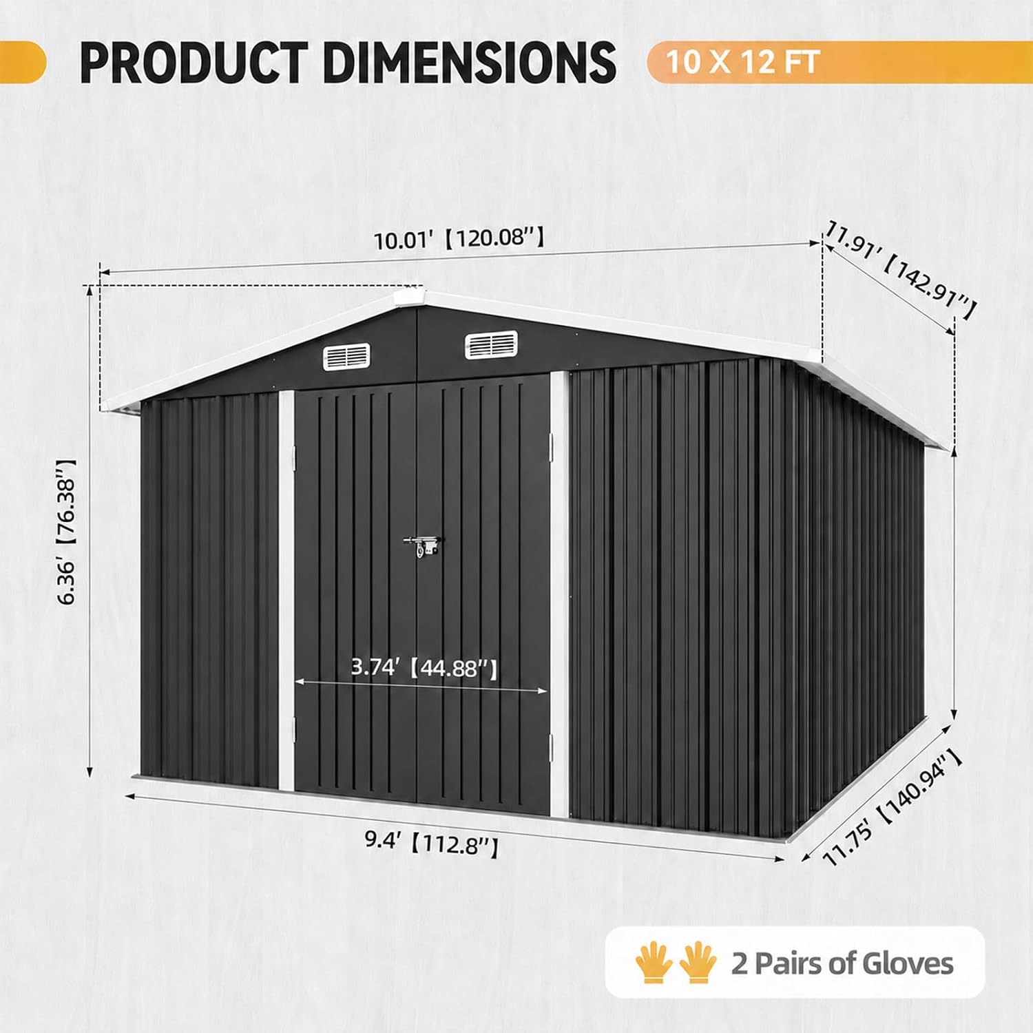 10x12FT Metal Dış Mekan Depola - Garden Tools incelemesi ve fiyatı