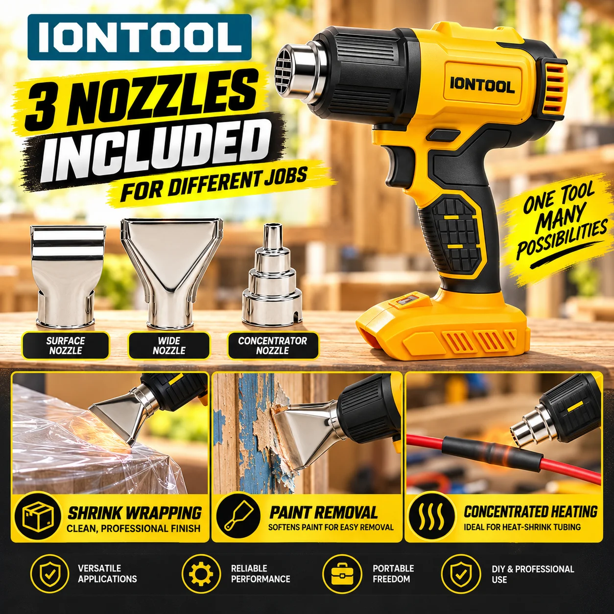 IONTOOL Sarı 550 ℃   Hızlı Isı - Cordless Heat Gun For Shrink Tubing incelemesi ve fiyatı